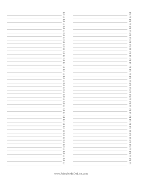 Two-Column Checklist Paper