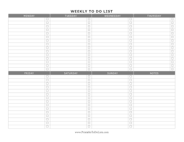 Weekly To Do List Landscape Paper