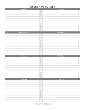 Weekly To Do List Portrait Paper