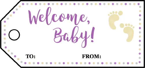 Welcome Baby Footprints Gift Tags Paper