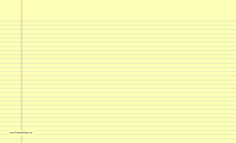 Yellow Legal Lined Landscape Narrow Blue Paper