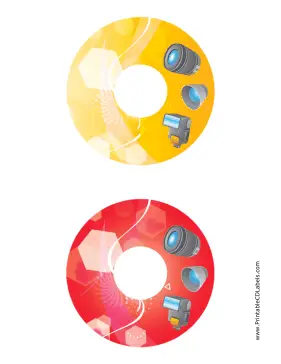 Yellow Red Accessories Photography CD-DVD Labels Paper