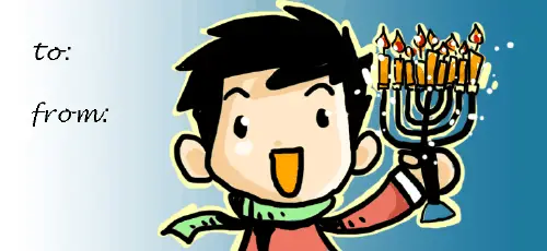 Boy Holding Menorah Paper