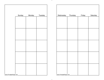 Monthly Calendar (full page) Paper