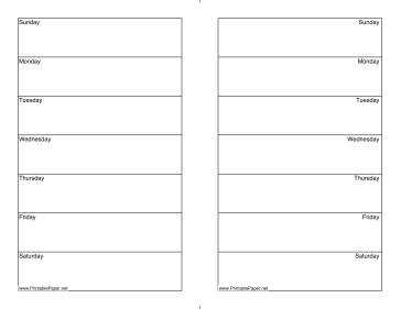 Two-week Calendar (half page) Paper