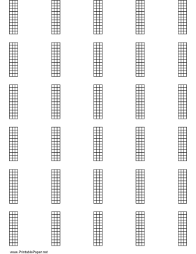 Chord Chart for 4-string instrument, 12 frets on letter-sized paper Paper
