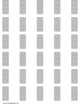 Chord Chart for 6-string instrument, 12 frets on letter-sized paper Paper