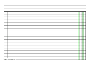 Columnar Paper with one column on A4-sized paper in landscape orientation Paper