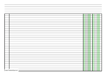 Columnar Paper with two columns on A4-sized paper in landscape orientation Paper
