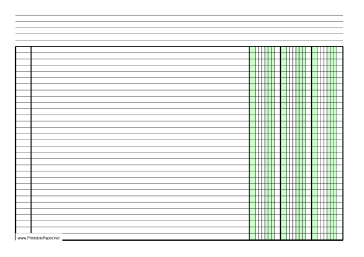 Columnar Paper with three columns on A4-sized paper in landscape orientation Paper