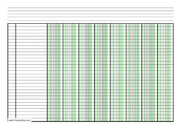 Columnar Paper with eight columns on A4-sized paper in landscape orientation Paper