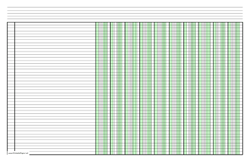 Columnar Paper with ten columns on ledger-sized paper in landscape orientation Paper