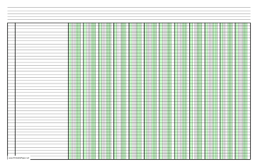 Columnar Paper with twelve columns on ledger-sized paper in landscape orientation Paper