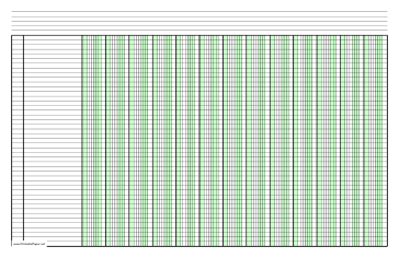 Columnar Paper with thirteen columns on ledger-sized paper in landscape orientation Paper