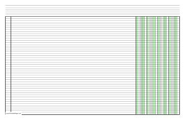 Columnar Paper with four columns on ledger-sized paper in landscape orientation Paper