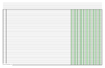 Columnar Paper with five columns on ledger-sized paper in landscape orientation Paper