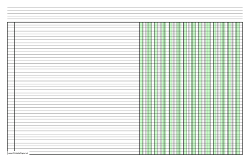 Columnar Paper with seven columns on ledger-sized paper in landscape orientation Paper