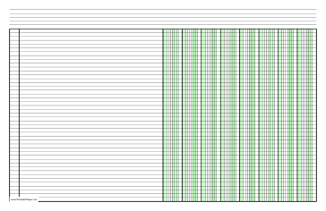 Columnar Paper with eight columns on ledger-sized paper in landscape orientation Paper