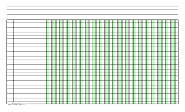 Columnar Paper with ten columns on legal-sized paper in landscape orientation Paper