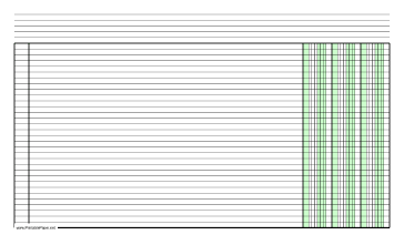 Columnar Paper with three columns on legal-sized paper in landscape orientation Paper