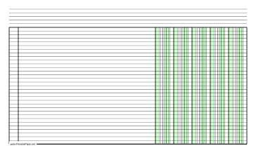 Columnar Paper with five columns on legal-sized paper in landscape orientation Paper