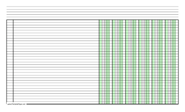 Columnar Paper with six columns on legal-sized paper in landscape orientation Paper