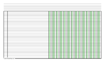 Columnar Paper with seven columns on legal-sized paper in landscape orientation Paper