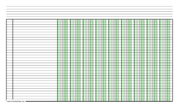 Columnar Paper with nine columns on legal-sized paper in landscape orientation Paper