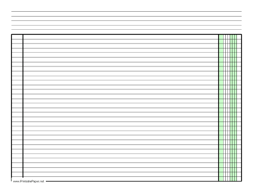 Columnar Paper with one column on letter-sized paper in landscape orientation Paper