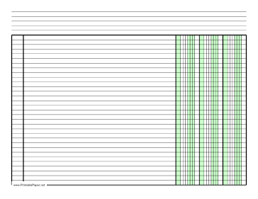 Columnar Paper with three columns on letter-sized paper in landscape orientation Paper