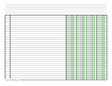 Columnar Paper with four columns on letter-sized paper in landscape orientation Paper