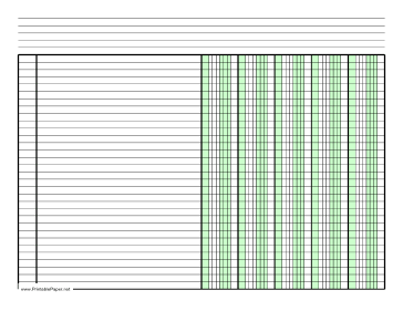 Columnar Paper with five columns on letter-sized paper in landscape orientation Paper