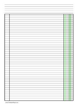 Columnar Paper with one column on A4-sized paper in portrait orientation Paper