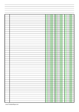 Columnar Paper with three columns on A4-sized paper in portrait orientation Paper