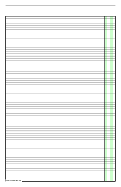 Columnar Paper with one column on ledger-sized paper in portrait orientation Paper