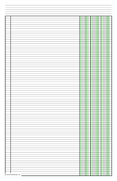 Columnar Paper with three columns on ledger-sized paper in portrait orientation Paper