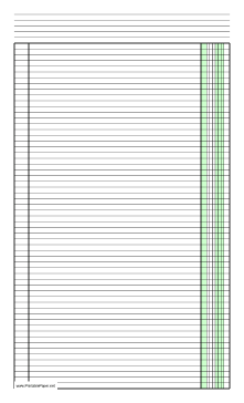 Columnar Paper with one column on legal-sized paper in portrait orientation Paper