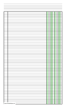 Columnar Paper with two columns on legal-sized paper in portrait orientation Paper