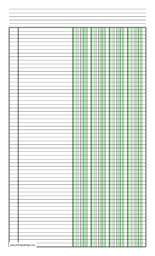 Columnar Paper with four columns on legal-sized paper in portrait orientation Paper