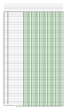 Columnar Paper with five columns on legal-sized paper in portrait orientation Paper