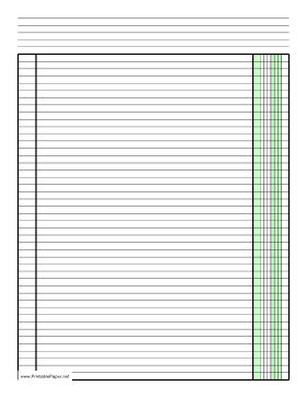 Columnar Paper with one column on letter-sized paper in portrait orientation Paper