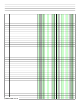 Columnar Paper with four columns on letter-sized paper in portrait orientation Paper