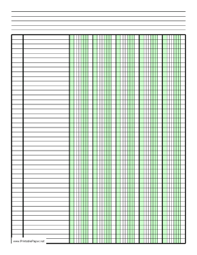 Columnar Paper with five columns on letter-sized paper in portrait orientation Paper