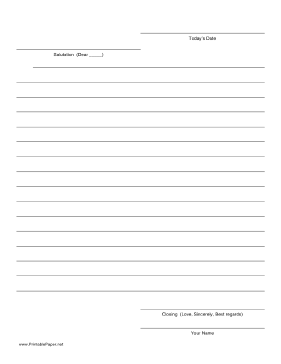 Friendly Letter Template with Prompts Paper