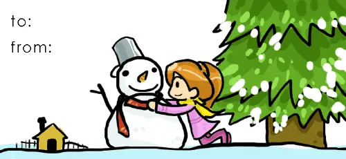 Girl and Snowman Paper