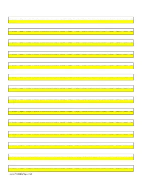 Writing Paper for Kids Lined Writing Paper With Yellow Highlighting 11 X  8.5 In, 20 Lb, 25 Sheets 