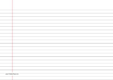 Lined Paper wide-ruled on A4-sized paper in landscape orientation Paper