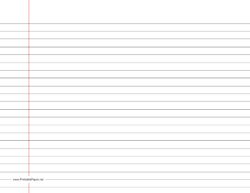 Lined Paper wide-ruled on letter-sized paper in landscape orientation Paper