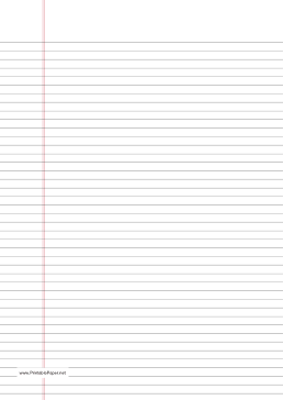 Lined Paper narrow-ruled on A4-sized paper in portrait orientation Paper