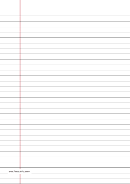 Lined Paper wide-ruled on A4-sized paper in portrait orientation Paper